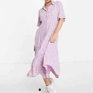 Y.A.S Midi Shirt Dress with lilac floral